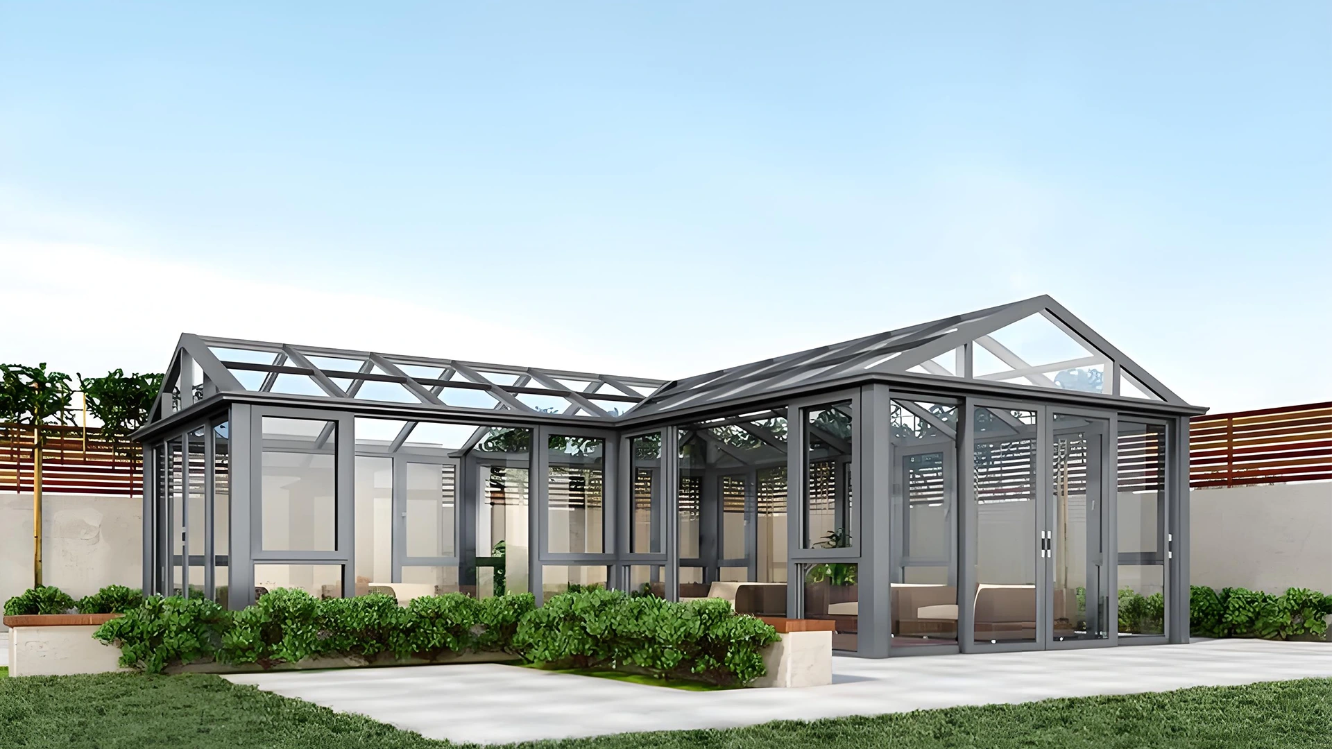 how to choose a glass sunroom with a freestanding gabled garden room