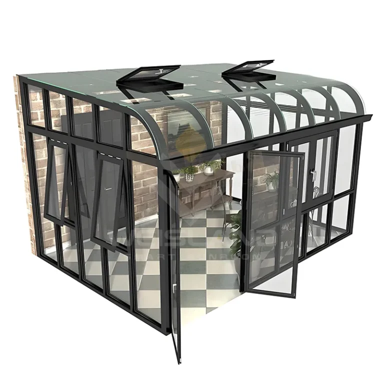 Sunroom addition cost guide: 12x16 curved glass sunroom kit